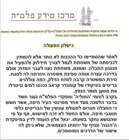 נזיפה ליגאל אלון על פי אתר הפלמ''ח